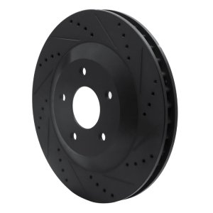 Cadillac XLR Brake Rotor (1) - Left Front - R1 Concepts - Drilled & Slotted - Black - `97-`09